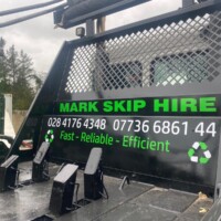 Rear view of lorry with contact details